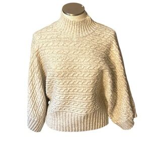 Marc New York Beige Cable Knit Turtleneck Sweater